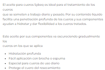 ACEITE PARA CUEROS SYBEQ LITRO