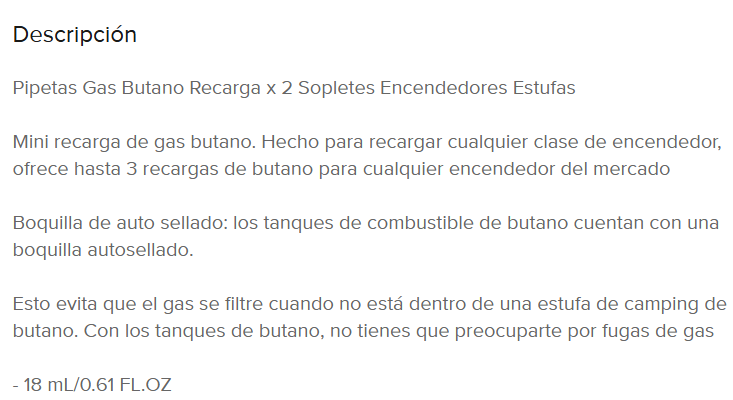 Pipetas Gas Butano Recargas