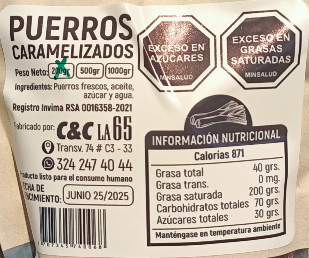 Puerros Caramelizados Bolsa x 150 grs