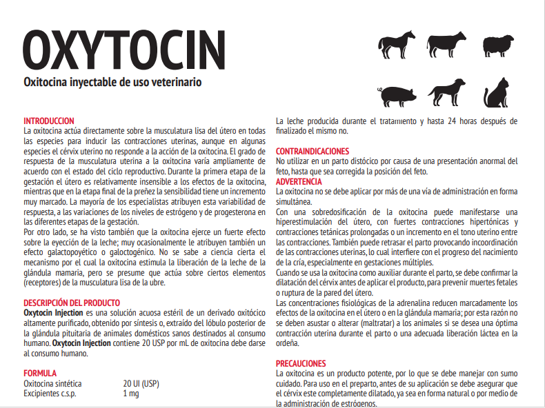 Oxytocin Injection 20 UI Fco x 50 ml