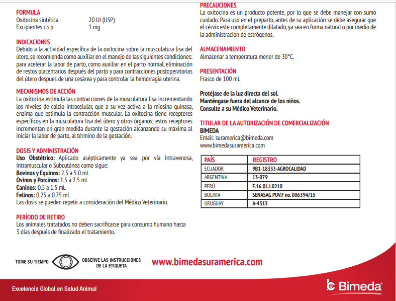 Oxytocin Injection 20 UI Fco x 50 ml
