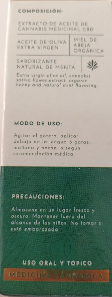 Hannabis Suplemento de Cannabis CBD OIL frasco gotero 25 ml