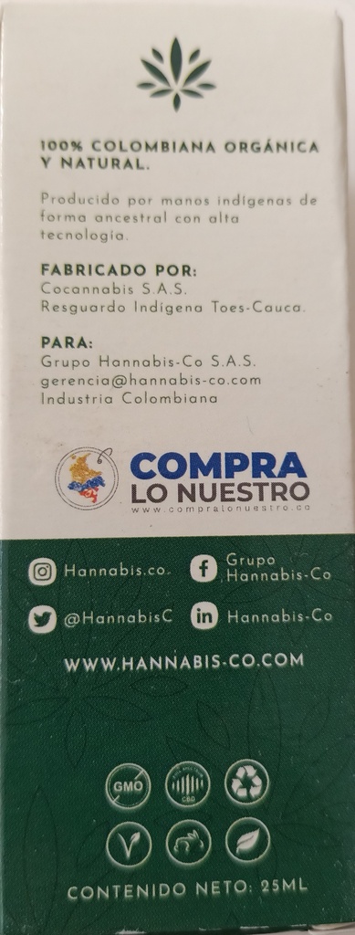 Hannabis Suplemento de Cannabis CBD OIL frasco gotero 25 ml
