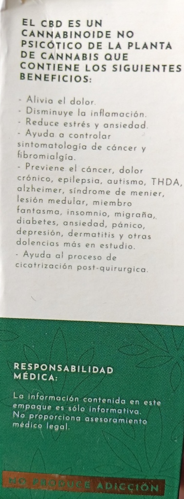 Hannabis Suplemento de Cannabis CBD OIL frasco gotero 25 ml