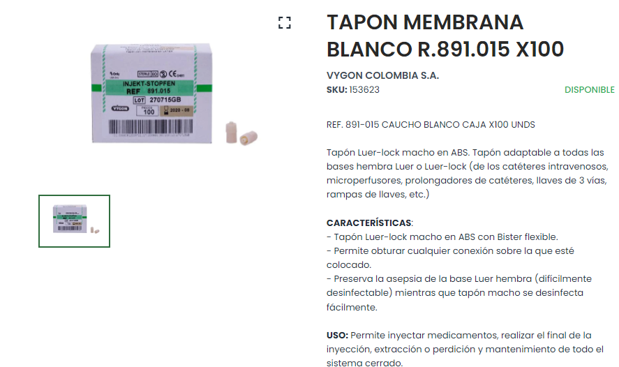 Tapones Heparinizados (Adaptadores ATI) 100 unidades