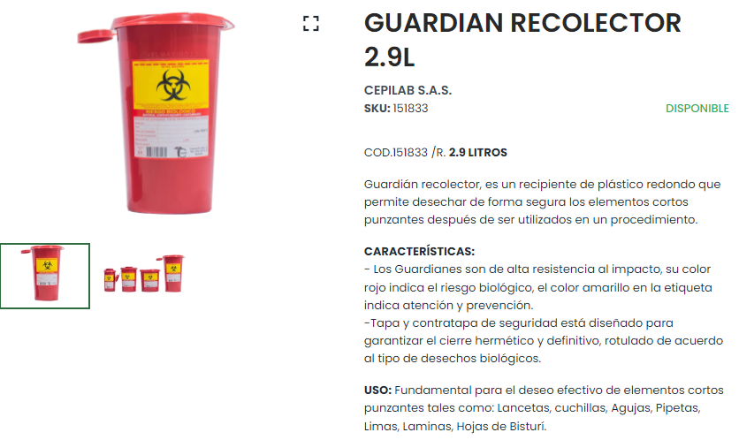 Guardian 2,9 ltrs (Recolector cortopunzantes)