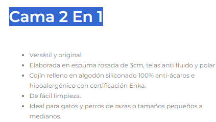 Cama 2 en 1 Talla S (Cubo)