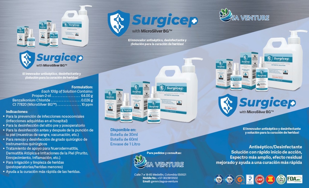Surgicep Antiséptico Spray con Iones de Plata 