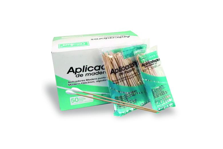 APLICADOR DE MADERA PUNTA ALGODON ALFA SAFE x 100 unidades