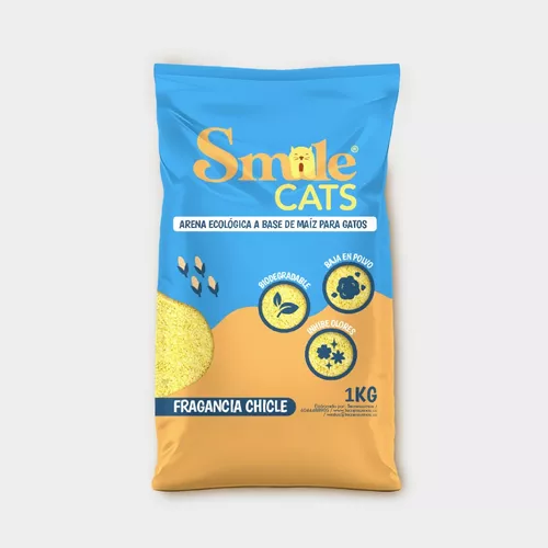 Smile Cat Bolsa 4 Kg.. Arena Ecológica (Maiz) para gatos Inhibe olores 