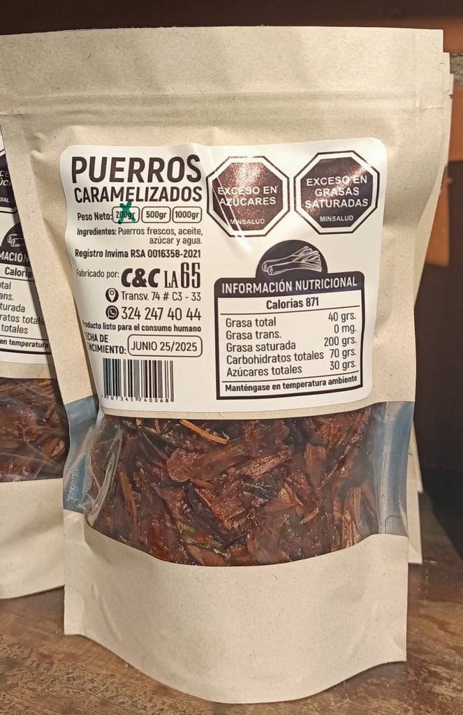 Puerros Caramelizados Bolsa x 200 grs (Paquete x 3 unidades)