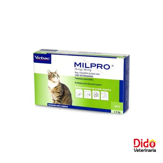 Milpro 16 mg/40 mg caja x 4 tabletas