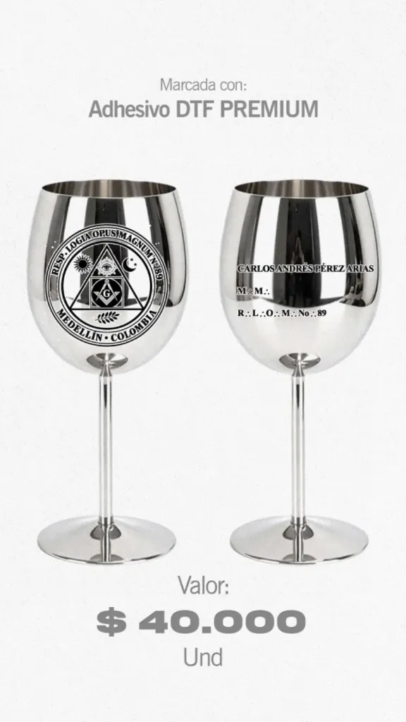 Copa Personalizada Vidrio Plateado (Individual)