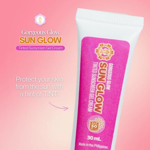 GORGEOUS GLOW - TINTED SUN GLOW 30 ml .. Gel Protector Solar SPF50.  Color piel clara