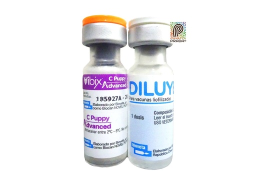 Vacuna Vibix C Advance Puppy Vacuna contra el moquillo y parvovirus, verificada mediante desafíos contra tres cepas de parvovirus CPV 2a, 2b, 2c y contra el virus del moquillo CDV. 